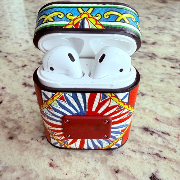 Dolce & Gabbana Logo Apple AirPods 2 Headphones Multi Color Leather Case… - Picture 8 of 8